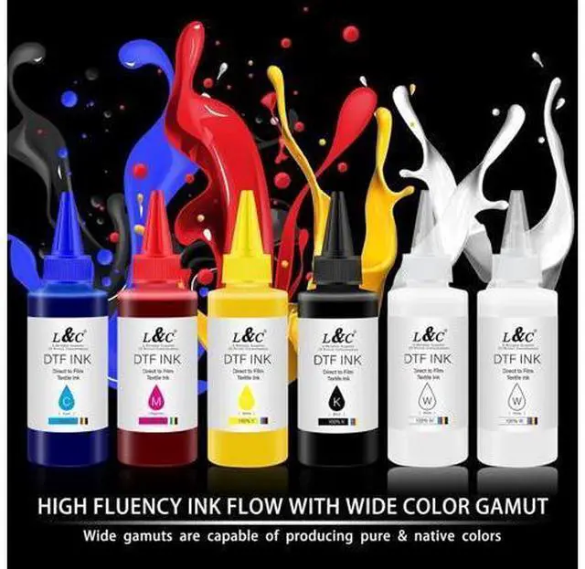Alt view image 2 of 5 - L&C DTF Ink, DTF Transfer Ink Refill for et-8550 D570 R1390 All DTF Printers, Heat Transfer Printing Ink Set 100ml X 6