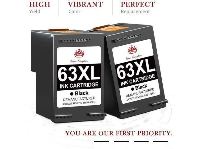 Alt view image 2 of 7 - Toner Kingdom Remanufactured Ink Cartridge Replacement for 63XL Black Ink Cartridge for Officejet 3830 4650 5255 3832 Envy 4520 4512 4516 Deskjet 1112 3630 3634 3639 2132 Ink Printer (2 Black)