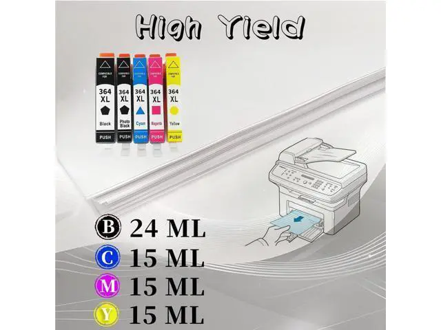 Alt view image 3 of 7 - 364XL Ink Cartridge High Yield Compatible for Photosmart B8550 B8553 B8558 C6380 C6383 C5324 C5383 C5380 C6324 C5390 C5393 C5388 C5370 Printer 2 Set
