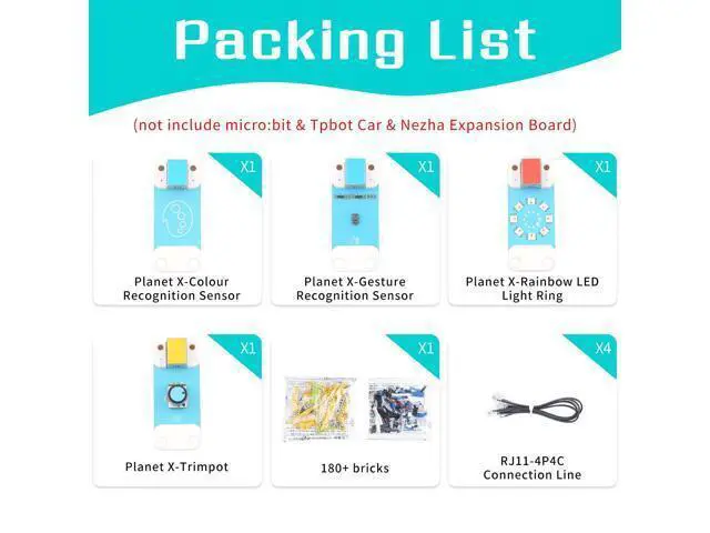 Alt view image 2 of 3 - ELECFREAKS Interactive Coding Accessories Pack microbit Building Bricks for TPbot Car and Nezha Inventors Kit, STEM Educational Planet X Series Sensors Kit (Without Micro:bit & TPbot & Nezha)