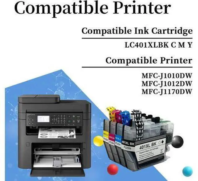 Alt view image 3 of 7 - 401 XL Replacement Ink Cartridge Compatible for Brother LC401 401XL ,for Brother MFC-J1010DW MFC-J1012DW MFC-J1170DW Printers 2Black