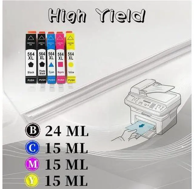 Alt view image 3 of 7 - 564XL Ink Cartridge High Yield Compatible for Deskjet 3070A 3520 3521 3522 3526 for Photosmart Plus B209a B210a B210b B210c B210d B210e Printer 2 Set