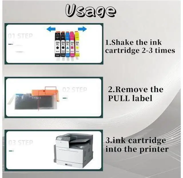 Alt view image 6 of 7 - 564XL Ink Cartridge High Yield Compatible for Deskjet 3070A 3520 3521 3522 3526 for Photosmart Plus B209a B210a B210b B210c B210d B210e Printer 2 Set