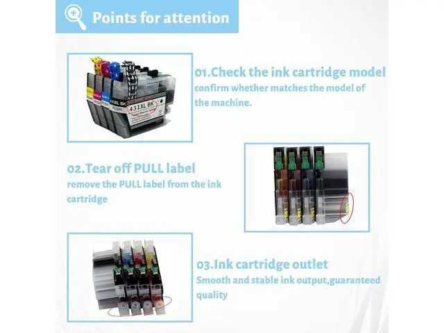 Alt view image 4 of 7 - Ink Cartridge for Brother LC431XL High Yield,Compatible J1050DW J1140DW J101ODW Printer Page Yield Up to 500 Pages Black,500 Pages Color Combo Pack