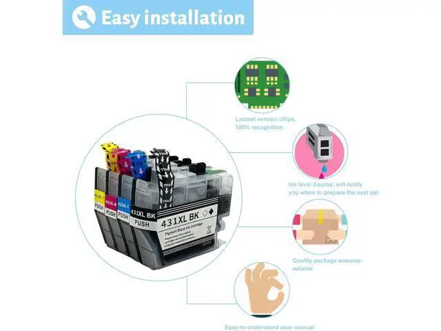 Alt view image 5 of 7 - Ink Cartridge for Brother LC431XL High Yield,Compatible J1050DW J1140DW J101ODW Printer Page Yield Up to 500 Pages Black,500 Pages Color Combo Pack