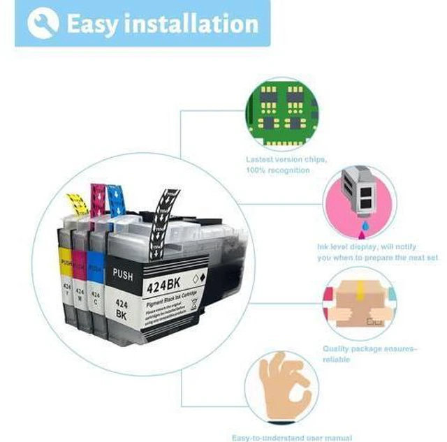 Alt view image 4 of 7 - Ink Cartridge for Brother LC424 LC424BK LC424C LC424M LC424Y High Yield,Compatible J1200DW Printer 750 Pages Black,750 Pages Color Combo Pack