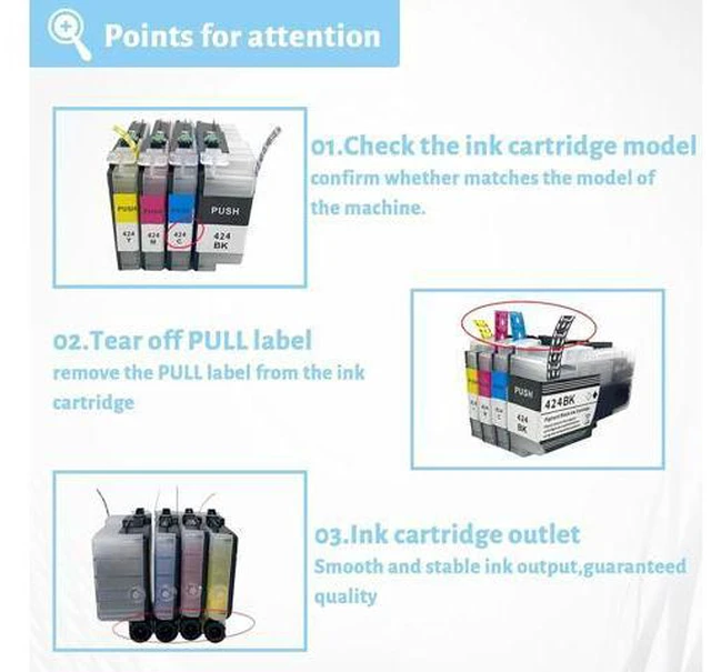 Alt view image 5 of 7 - Ink Cartridge for Brother LC424 LC424BK LC424C LC424M LC424Y High Yield,Compatible J1200DW Printer 750 Pages Black,750 Pages Color Combo Pack