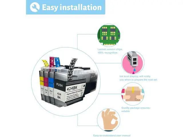 Alt view image 4 of 7 - Ink Cartridge for Brother LC424 LC424BK LC424C LC424M LC424Y High Yield,Compatible J1200DW Printer 750 Pages Black,750 Pages Color Combo Pack