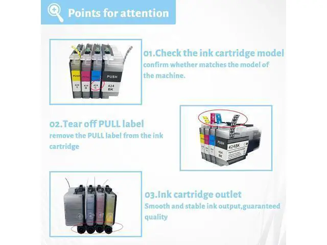 Alt view image 5 of 7 - Ink Cartridge for Brother LC424 LC424BK LC424C LC424M LC424Y High Yield,Compatible J1200DW Printer 750 Pages Black,750 Pages Color Combo Pack