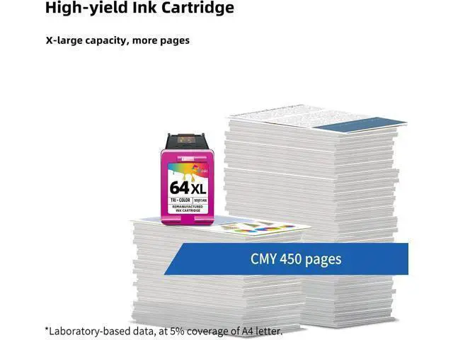 Alt view image 3 of 7 - Ubinki 64XL Color Ink Cartridge Replacement Ink 64 XL HP64 HP64XL Cartridges for Envy 7855 7155 7858 7800 7955e 7255e 7900e 6200 6255 7830 7864 7120 6222 Tango x Printers (2-Pack)