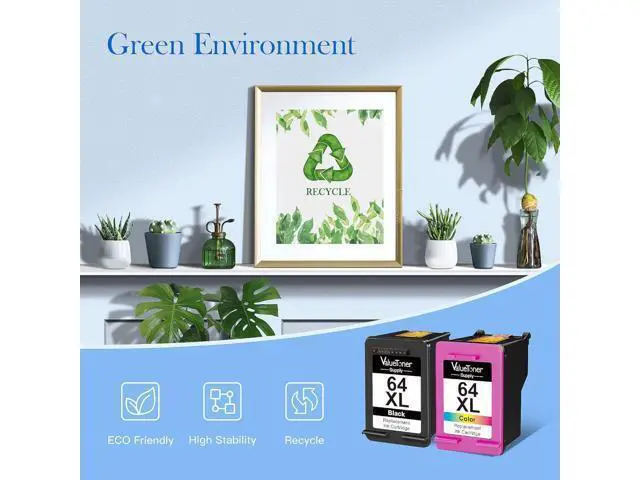 Alt view image 5 of 6 - Valuetoner Supply 64xl Remanufactured Ink Cartridge Replacement 64xl Ink Cartridge Combo Pack for Envy Photo 7858 7855 7155 6255 6252 7120 6232 7158 7164 5542 7255e 7955e 7958e Printer (2 Pack)