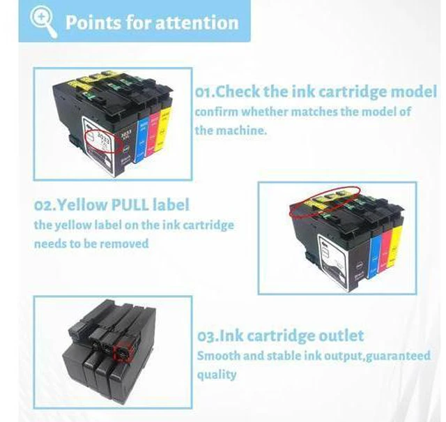 Alt view image 4 of 7 - Ink Cartridge for Brother LC3033XXLBK LC3033XXLC LC3033XXLM LC3033XXLY Ink Cartridge Combo,High Yield Compatible for Brother J995DW J995DW Printer Combo Pack