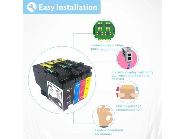 Alt view image 5 of 7 - Ink Cartridge for Brother LC3033XXLBK LC3033XXLC LC3033XXLM LC3033XXLY Ink Cartridge Combo,High Yield Compatible for Brother J995DW J995DW Printer Combo Pack
