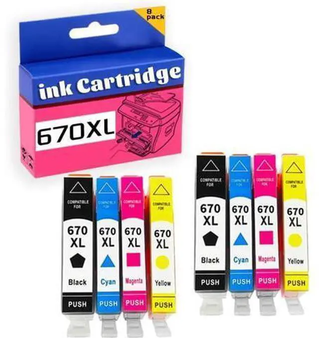 Main image of 670XL Ink Cartridge High Yield Replacement Pack,Compatible for DESKJET 3525 5525 4615 4625 6525 Printer 2 Set
