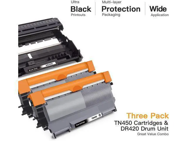 Alt view image 2 of 6 - E-Z Ink (TM) Compatible Toner Cartridge and Drum Unit Replacement for Brother TN450 TN420 DR420 to use with HL-2270DW HL-2280DW HL-2230 HL-2240 MFC-7360N MFC-7860DW 2840 2940 (2 Toner 1 Drum) 3 Pack