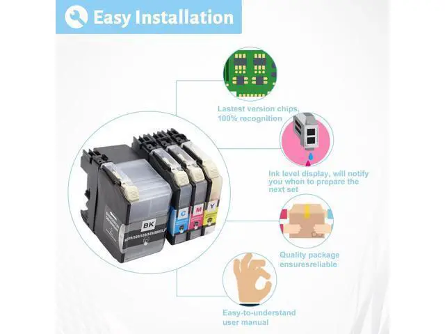 Alt view image 5 of 7 - Ink Cartridge for Brother LC509XLBK LC505XLC LC505XLM LC505XLY Ink Cartridge Combo,High Yield Compatible for Brother J100 J105 J200 Printers Combo Pack