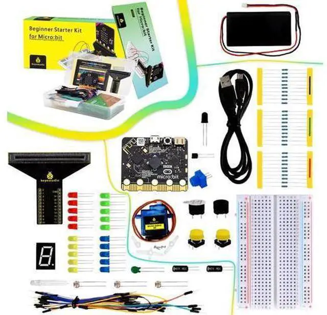 Main image of KEYESTUDIO Microbit Basic Starter Kit for BBC Micro:bit V2 Accessories STEM Kit Coding for Beginners (Micro:bit V2.21 Included)