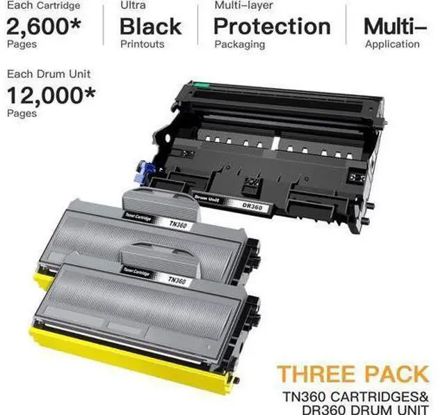 Alt view image 2 of 7 - E-Z Ink (TM) Compatible Toner Cartridge & Drum Unit Replacement for Brother TN360 TN330 DR360 DR-360 High Yield Compatible with DCP-7040 DCP-7030 MFC-7840W HL-2140 MFC-7340(2 Toner, 1 Drum Unit)