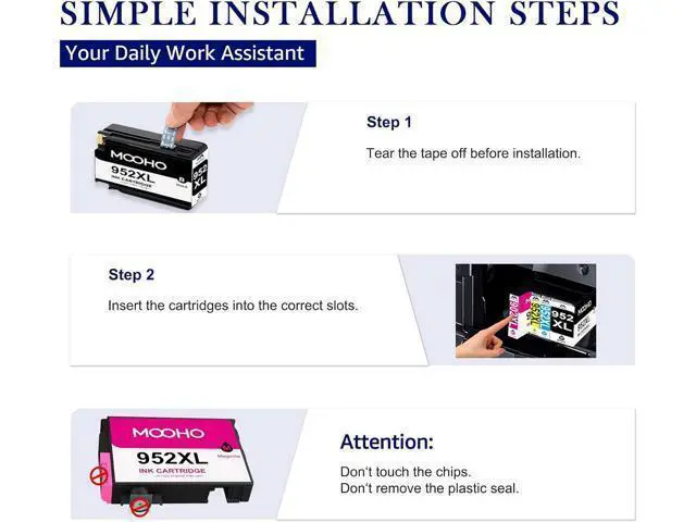 Alt view image 4 of 6 - Mooho Remanufactured Ink-Cartridge Replacement 952 XL 952XL OfficeJet 8710 8720 7740 8715 8210 8740 8725 7720 8702 8216 8730 Printer Ink (Black Cyan Yellow Magenta,4 Pack)
