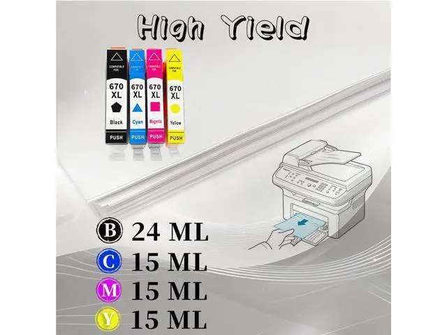 Alt view image 3 of 7 - 670XL Ink Cartridge High Yield Replacement Pack,Compatible for DESKJET 3525 5525 4615 4625 6525 Printer 2 Set