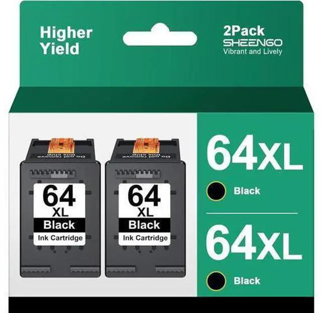 Main image of 64XL Black Ink Cartridge High Yield Remanufactured Ink Replacement Ink 64 64 XL for Envy Photo 7858 7855 7155 6255 6252 7120 6232 7158 7164 Envy 7255e 7955e 7958e Tango X Printer (2 Black)