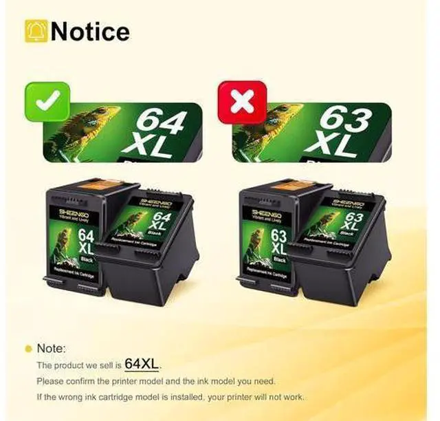 Alt view image 2 of 7 - 64XL Black Ink Cartridge High Yield Remanufactured Ink Replacement Ink 64 64 XL for Envy Photo 7858 7855 7155 6255 6252 7120 6232 7158 7164 Envy 7255e 7955e 7958e Tango X Printer (2 Black)