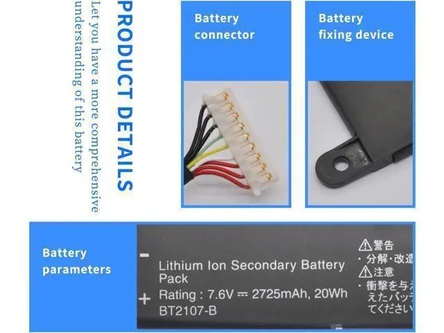 Alt view image 3 of 7 - HXPKH BT2107-B Laptop Battery for EPSOP BT2107-B Laptop Battery 7.6V 2725mAh/20Wh
