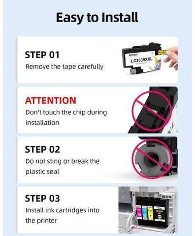 Alt view image 6 of 7 - LC3039 Ink cartridges BK/C/M/Y,High Yield,Replacement LC3039 XXL LC3037 LC3039XXL,Work MFC-J5845DW MFC-J5945DW MFC-J6545DW MFC-J6945DW Printer