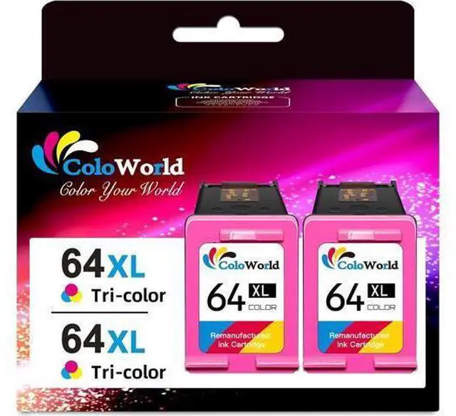 Main image of ColoWorld 64XL Color Ink Cartridges, 64 64XL Color Ink Cartridge Printer, Compatible for Envy Photo 7855 7155 7858 6255 7164 6222 6230 7830 7864, Inspire 7255e 7955e 7900e, Tango Printer