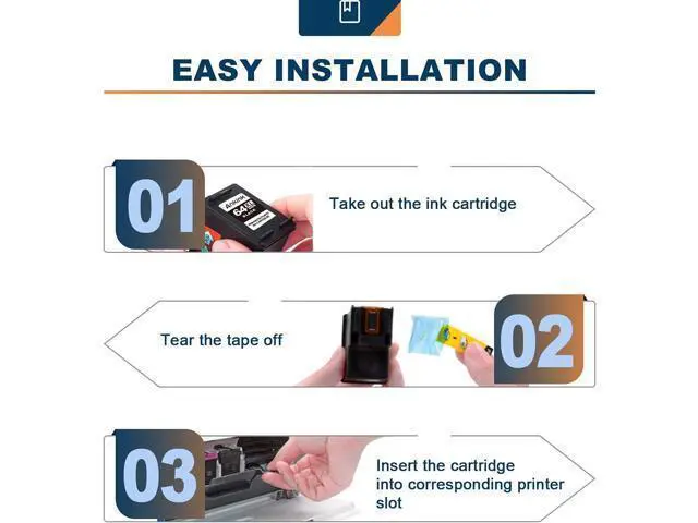 Alt view image 3 of 5 - Ankink Higher Yield 64XL TRI Color Combo Replacement 64 XL HP64 HP64XL Ink Cartridge | Envy Photo 7855 7155 6255 6400 7100 7155 7164 7858 7800 6230 7120 7955 7958 Tango Ink X Printer 2 Pack