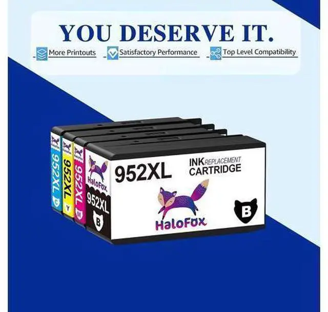 Alt view image 2 of 6 - HaloFox Remanufactured Ink-Cartridge Replacement 952 XL 952XL with Updated Chips OfficeJet Pro 8710 8720 7720 7740 8740 8715 8730 8725 8702 8216 8210 Printer Ink (4-Pack)