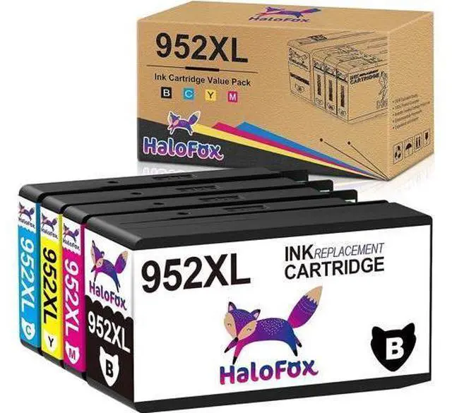 Main image of HaloFox Remanufactured Ink-Cartridge Replacement 952 XL 952XL with Updated Chips OfficeJet Pro 8710 8720 7720 7740 8740 8715 8730 8725 8702 8216 8210 Printer Ink (4-Pack)