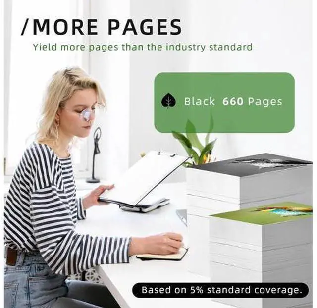 Alt view image 3 of 6 - Printer Ink 64 Replacement 64XL Black Ink Cartridge Work for Envy Photo 7858 7800 7155 7855 6255 7100 6252 7158 7164 6222 7120 7130 7255e 7955e 7958e for Tango X Wireless Printer (2 Black)