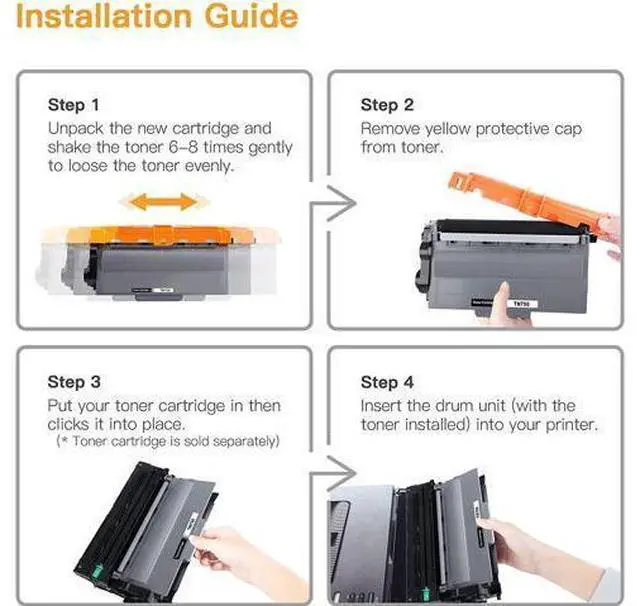 Alt view image 6 of 7 - E-Z Ink (TM) Compatible Toner Cartridge & Drum Unit Replacement for Brother TN750 DR720 High Yield to use with HL-5450DN HL-5470DW HL-6180DW MFC-8710DW MFC-8910DW MFC-8950DW (2 Toner 1 Drum Unit)