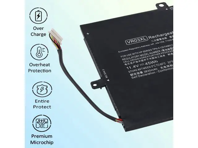 Alt view image 5 of 7 - VR03XL VR03 45WH Battery for HP Envy 13-D 13-D046TU 13-D025TU 13-D024TU 13-D051TU 13-D056TU Series Laptop 816497-1C1 HSTNN-IB7E