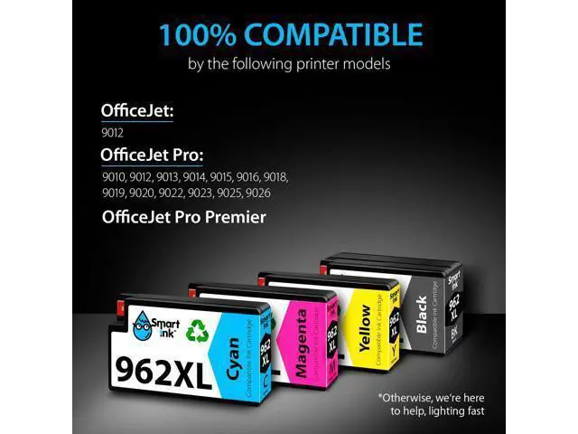 Alt view image 3 of 7 - Smart Ink Compatible Ink Cartridge Replacement 962XL 962 XL (Black XL & C/M/Y XL 4 Combo Pack) to use with Officejet Pro 9015 9010 9018 9022 9025 9020 9019 9013 9016 Officejet 9012