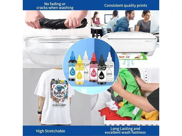 Alt view image 5 of 6 - Welacer DTF Ink Premium 6x100ml Heat Transfer Ink Conversion Kit Refill L1800, R2400, L800, 1430, P400,P800,R2000,XP-15000 All DTF Printers,for DTF Film(White Cyan Magenta Yellow Black)