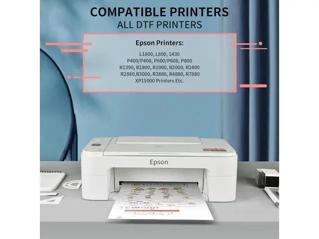 Alt view image 6 of 6 - Welacer DTF Ink Premium 6x100ml Heat Transfer Ink Conversion Kit Refill L1800, R2400, L800, 1430, P400,P800,R2000,XP-15000 All DTF Printers,for DTF Film(White Cyan Magenta Yellow Black)