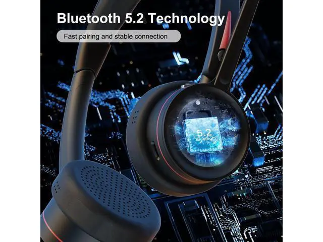 Alt view image 3 of 5 - Beebang Bluetooth Headset with Microphone for PC, Wireless Headset with Mic & Mute Button, 40 Hrs Working Time, Noise Cancelling Bluetooth Headset 5.2 for Work Office Laptop Teams Business Meeting