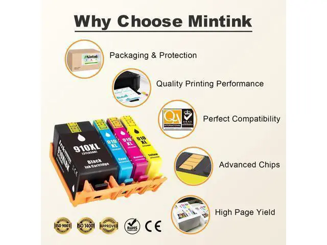 Alt view image 5 of 7 - Mintink 910XL Ink Cartridges Combo Pack Printers, Remanufactured 910 XL Ink Cartridge Replacement for OfficeJet Pro 8025e 8020 8022 8025 8028 8034 8035 (4 Pack) HP910XL HP910
