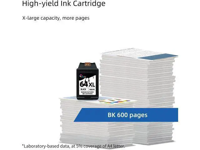 Alt view image 4 of 7 - Ubinki 64XL Black Ink Cartridge Ink 64 XL HP64 HP64XL Cartridges Envy 7855 7155 7858 7800 7955e 7255e 7900e 6200 62226252 6255 7830 7864 7120 6222 Tango x Terra Printers (2-Pack)