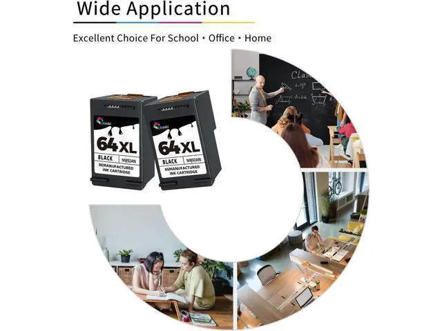 Alt view image 6 of 7 - Ubinki 64XL Black Ink Cartridge Ink 64 XL HP64 HP64XL Cartridges Envy 7855 7155 7858 7800 7955e 7255e 7900e 6200 62226252 6255 7830 7864 7120 6222 Tango x Terra Printers (2-Pack)