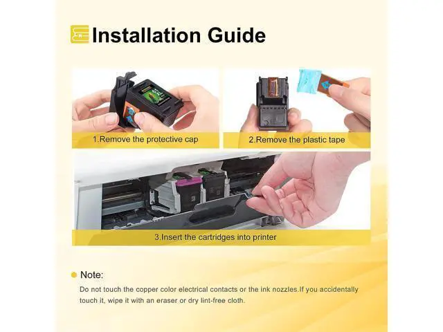Alt view image 6 of 6 - 61XL Ink Cartridge Combo Pack High Yield Replacement 61 Ink Work with Envy 5530 4500 4502 5534, Deskjet 1000 1010 3050 1056 1510, Officejet 4635 4630 Series Printer (Black, Tri-Color, 2-Pack)