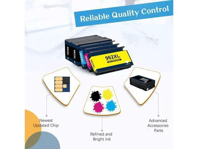 Alt view image 5 of 7 - Colorking Remanufactured Ink Cartridge Replacement 962XL 962 XL OfficeJet Pro 9015 9025 9010 9018 9020 9012 Printer HP962 962 XL 962XL Ink (High Yield, 5 Combo Pack)