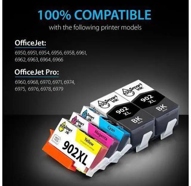 Alt view image 2 of 7 - Smart Ink Compatible Ink Cartridge Replacement 902 XL 902XL (2 Black XL & C/M/Y XL 5 Combo Pack) to use with Officejet Pro 6978 6968 6974 6975 6960 Officejet 6951 6954 6956 6958 Printers