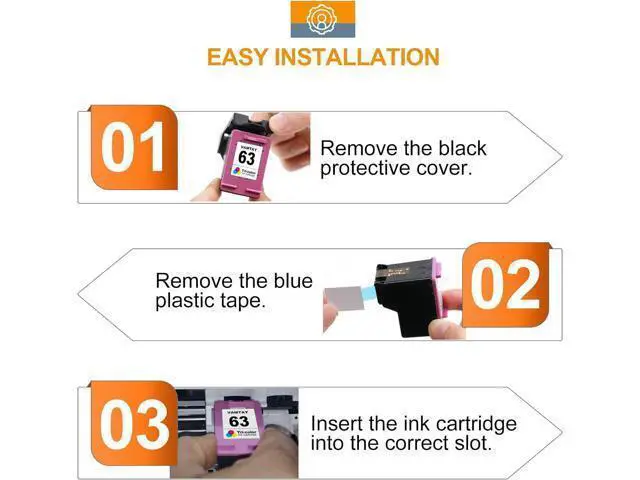 Alt view image 6 of 7 - Remanufactured 63 XXL Ink Cartridges Replacement 63XL 63 XL Ink Cartridges Black/Color Combo Pack for Officejet 3830 5255 5258 Envy 4520 4512 DeskJet 3630 Inkjet Printers