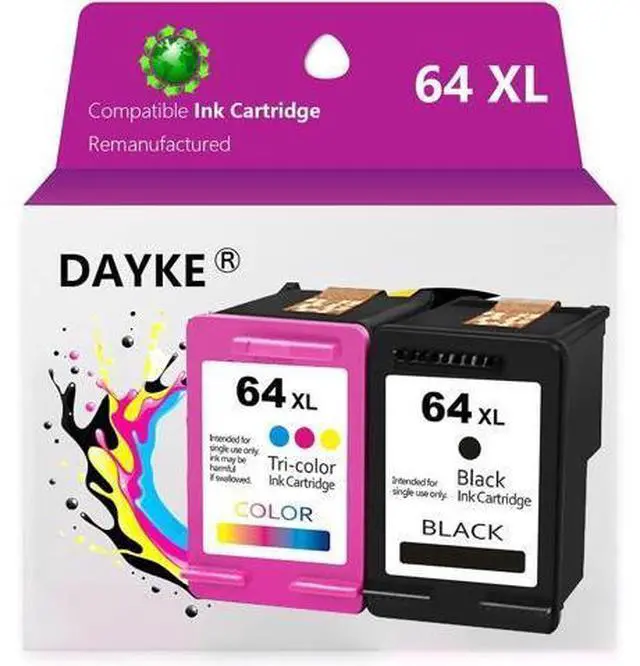 Main image of 64XL 64 Ink Cartridge Replacement (Black Tri-Color) Envy Inspire 7955e 7958e Envy Photo 7855 7155 6255 7164 7830 7858 7800 6232 7120 Tango Ink Printer