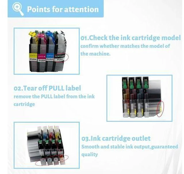 Alt view image 4 of 7 - Ink Cartridge for Brother LC472BK LC472C LC472M LC472Y High Yield,Compatible J2340DW J3540DW J3940DW Printer Page Yield Up to 200 Pages Black,200 Pages Color Combo Pack