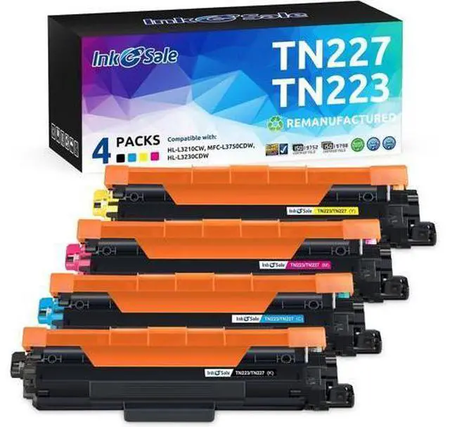 Main image of INK E-SALE Remanufactured Toner Cartridge Replacement for Brother TN227 TN223 (KCMY, 4-Pack), for use with Brother MFC-L3710CW MFC-L3750CDW MFC-L3770CDW HL-L3210CW HL-L3230CDW HL-L3270CDW Printer