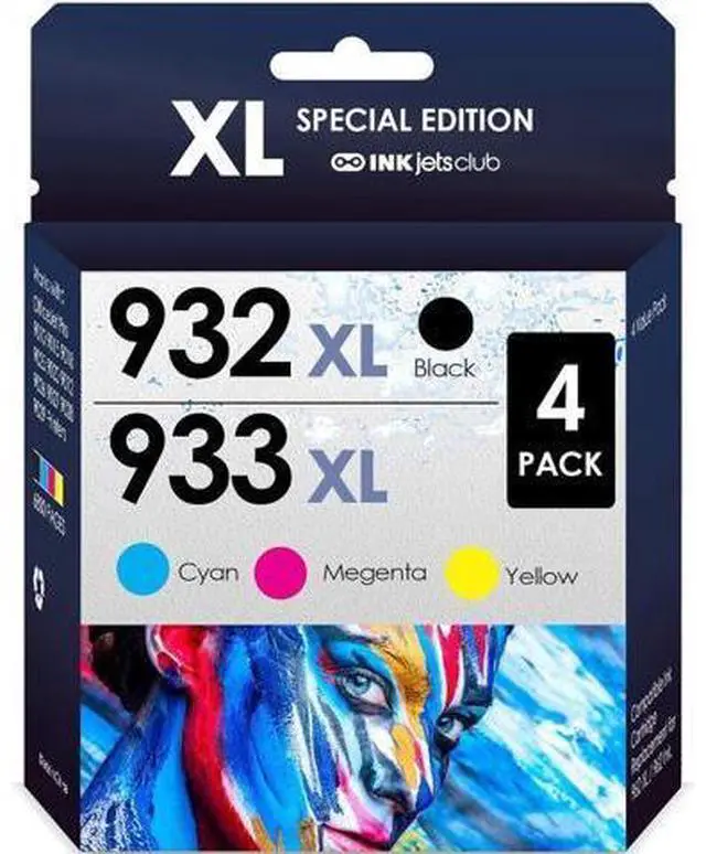 Main image of INKjetsclub Compatible Ink Cartridge Replacement 932/933XL Ink. Works with OfficeJet 6600 6700 7610 7612 7510 7110 6100 Printers. 4 Pack (Black, Cyan, Magenta & Yellow).